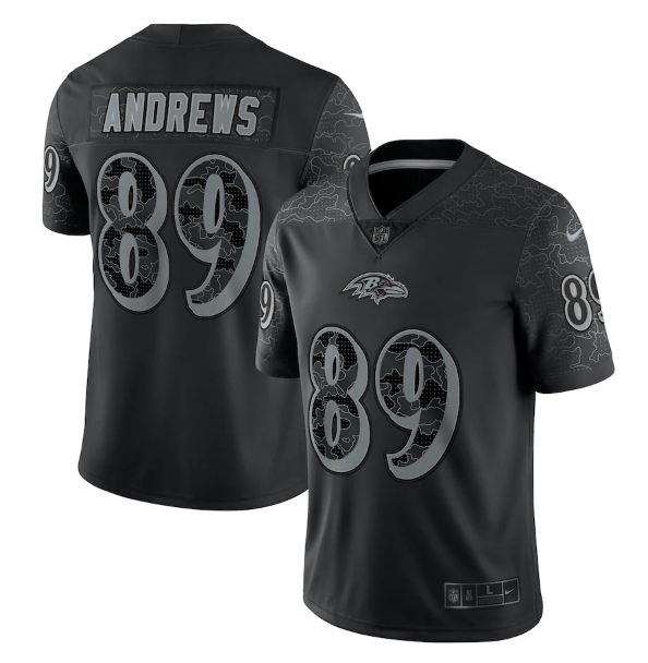 Men's Baltimore Ravens #89 Mark Andrews Black Reflective Limited Stitched Football Jersey Men's Baltimore Ravens #89 Mark Andrews Black Reflective Limited Stitched Football Jersey
